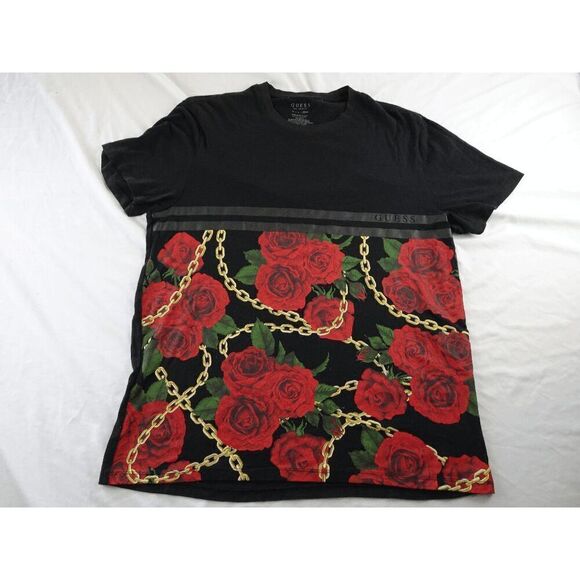 Guess Los Angeles Chain Roses Shirt Size XL - Picture 3 of 8